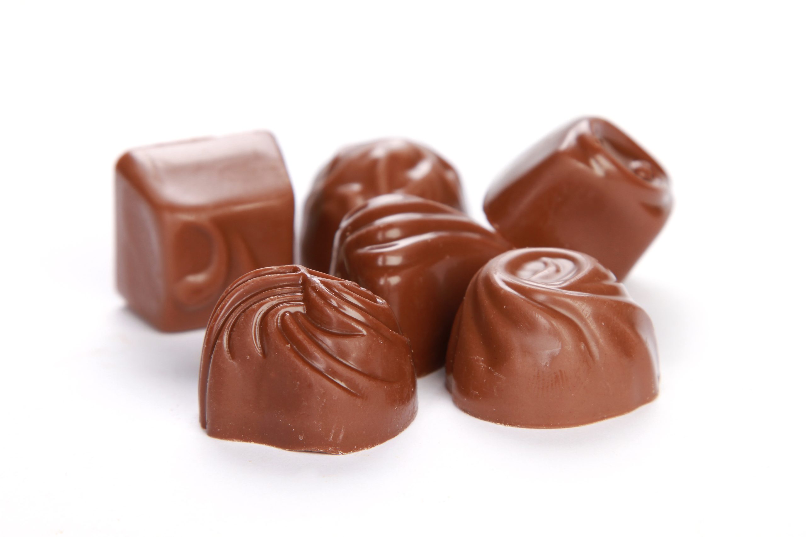 Closeup shot of chocolate candy isolated on a white background